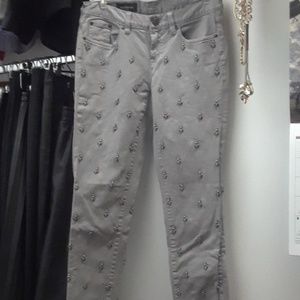 Jcrew beaded toothpick ankle jeans